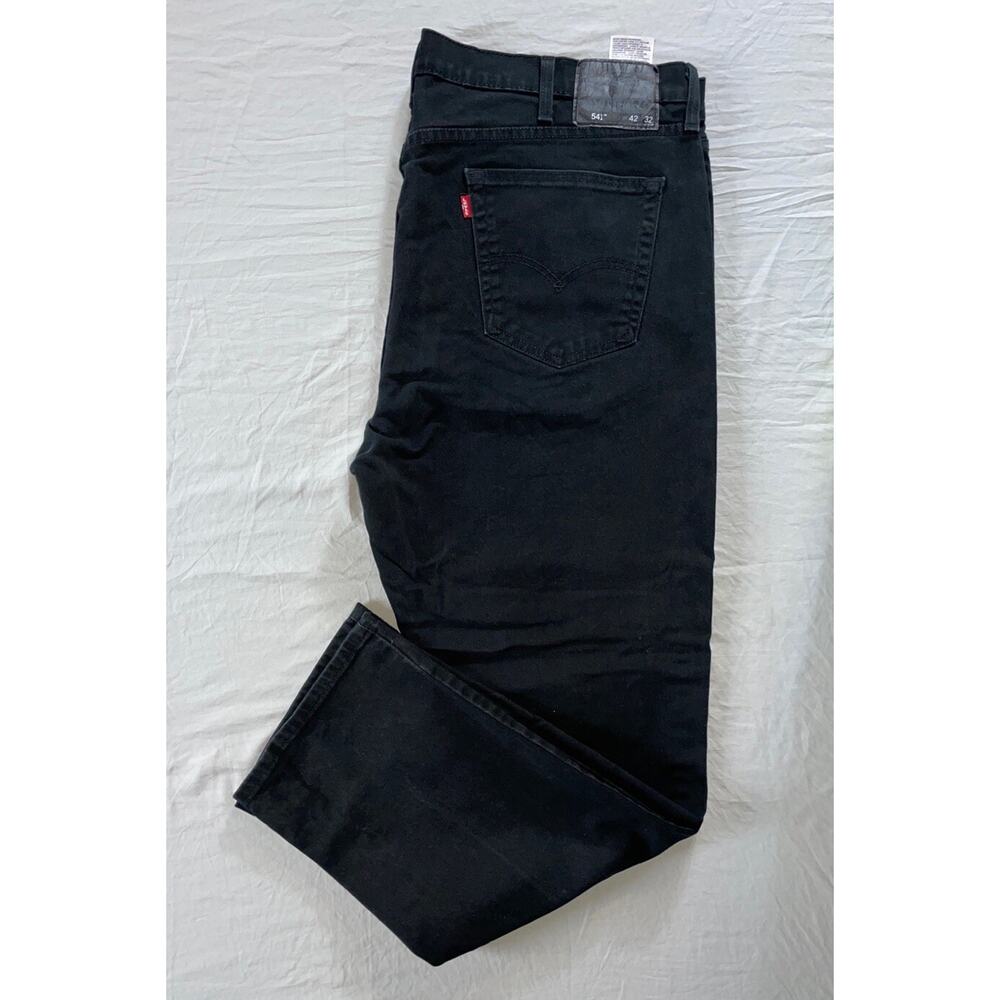 Levi's 541 Athletic Taper Stretch Denim Jeans. Black, Men's Actual 42X30.5. GUC!